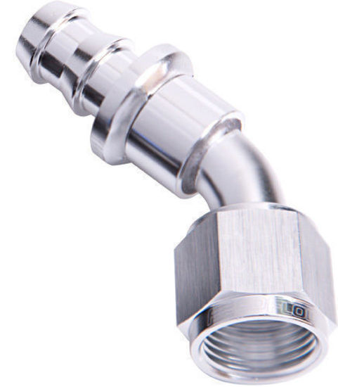 Aeroflow AF402-04S 45 Deg Push Lock End -4AN Silver No Clamp Required