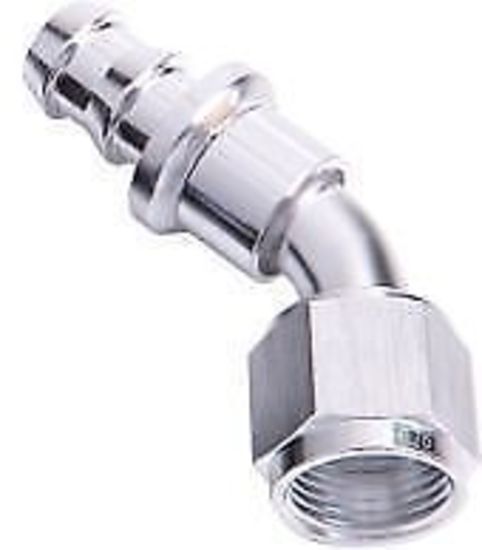 Aeroflow 400 series hose 45 Deg Push Lock End -10AN Silver No Clamp Required Aeroflow Performance Products AF402-10S