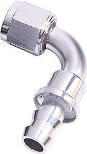 Aeroflow AF403-04S 90 Deg Push Lock End -4AN Silver No Clamp Required