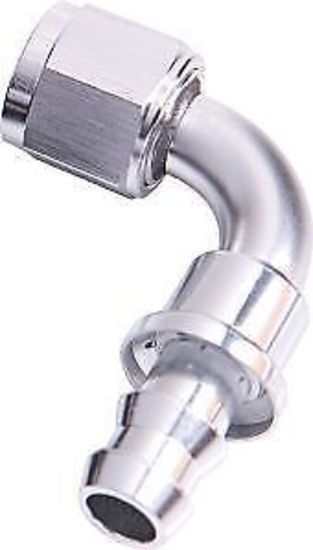 Aeroflow AF403-04S 90 Deg Push Lock End -4AN Silver No Clamp Required