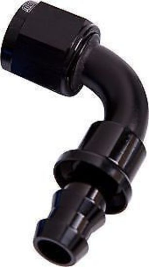 Aeroflow AF403-06BLK 90 Deg Push Lock End -6AN Black No Clamp Required