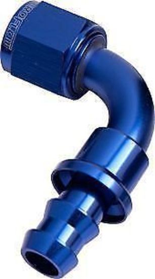 Aeroflow AF403-10 90 Deg Push Lock End -10AN Blue No Clamp Required