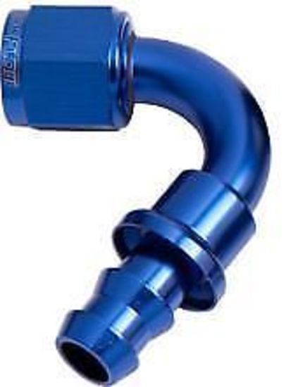 Aeroflow AF404-10 120 Deg Push Lock End -10AN Blue No Clamp Required