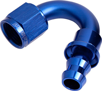 Aeroflow AF405-04 150 Deg Push Lock End -4AN Blue No Clamp Required