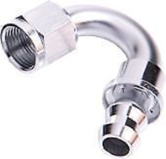 Aeroflow AF405-06S 150 Deg Push Lock End -6AN Silver No Clamp Required