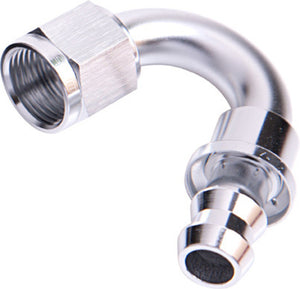 Aeroflow AF405-08S 150 Deg Push Lock End -8AN Silver No Clamp Required