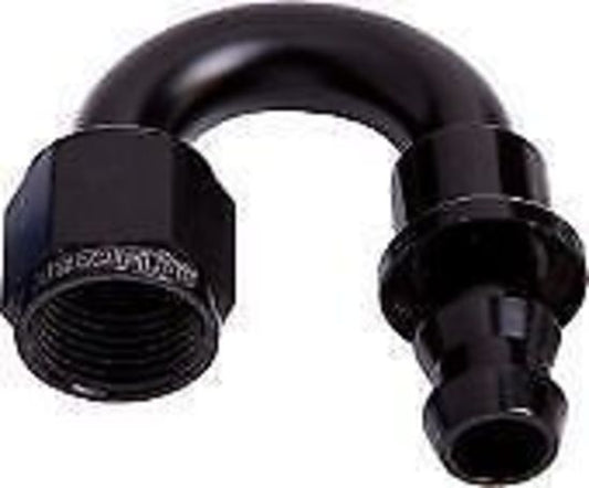 Aeroflow 400 series hose 180 Deg Push Lock End -4AN Black No Clamp Required Aeroflow Performance Products AF406-04BLK