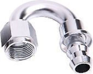 Aeroflow AF406-04S 180 Deg Push Lock End -4AN Silver No Clamp Required
