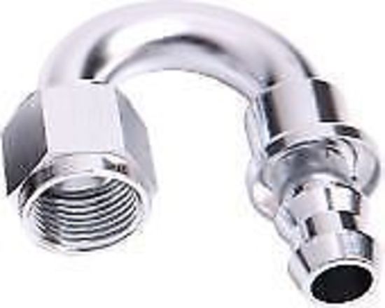 Aeroflow 400 series hose 180 Deg Push Lock End -6AN Silver No Clamp Required Aeroflow Performance Products AF406-06S