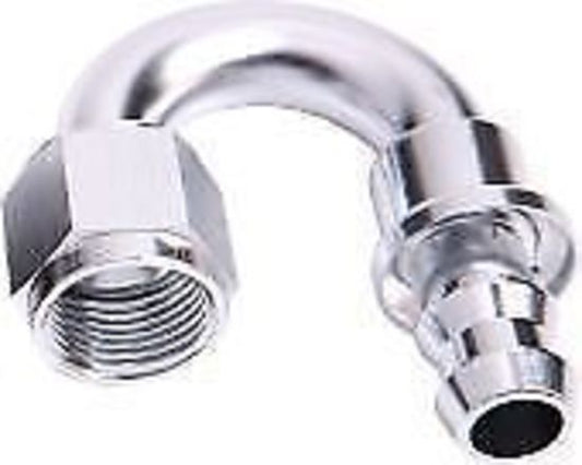 Aeroflow 400 series hose 180 Deg Push Lock End -6AN Silver No Clamp Required Aeroflow Performance Products AF406-06S