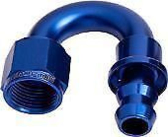 Aeroflow AF406-10 180 Deg Push Lock End -10AN Blue No Clamp Required