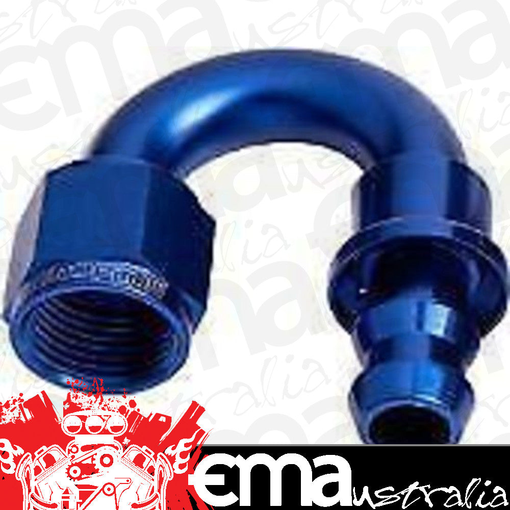 Aeroflow AF406-10 180 Deg Push Lock End -10AN Blue No Clamp Required