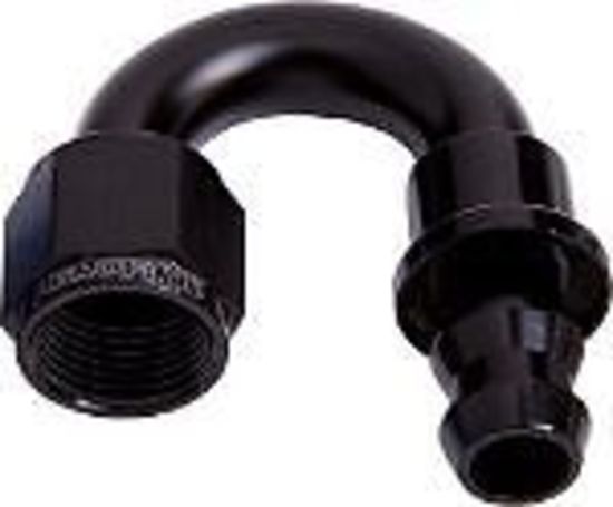 Aeroflow AF406-10BLK 180 Deg Push Lock End -10AN Black No Clamp Required
