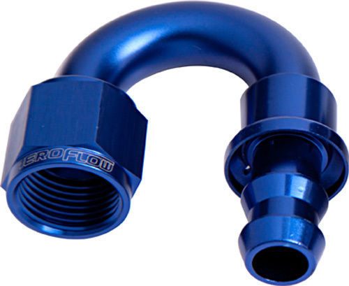 Aeroflow AF406-12 180 Deg Push Lock End -12AN Blue No Clamp Required