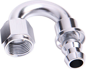 Aeroflow AF406-12S 180 Deg Push Lock End -12AN Silver No Clamp Required