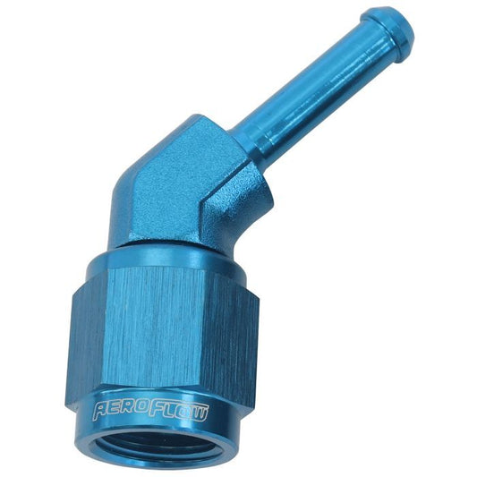 Aeroflow AF412-04 45Â° Hose Barb 3/16" to -4AN Blue Finish