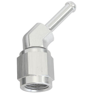 Aeroflow AF412-04S  45Â° Hose Barb 3/16" to -4AN Silver Finish