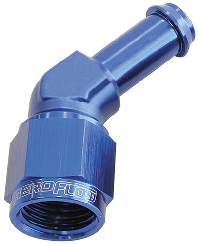 Aeroflow AF412-06 Female -6AN 45Deg to 3/8" Barb Blue Swivel Nut
