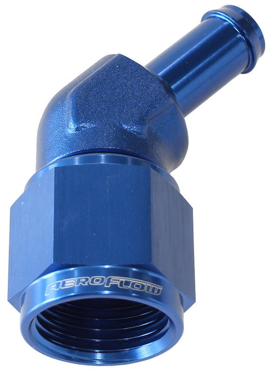Aeroflow AF412-08-06 Female -8AN 45Deg to 3/8" Barb Blue Swivel Nut