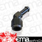 Aeroflow AF412-08BLK Female -8AN 45Deg to 1/2" Barb Black Swivel Nut