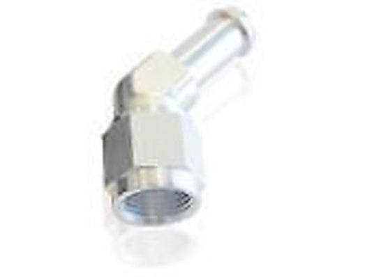 Aeroflow AF412-08S Female -8AN 45Deg to 1/2" Barb Silver Swivel Nut
