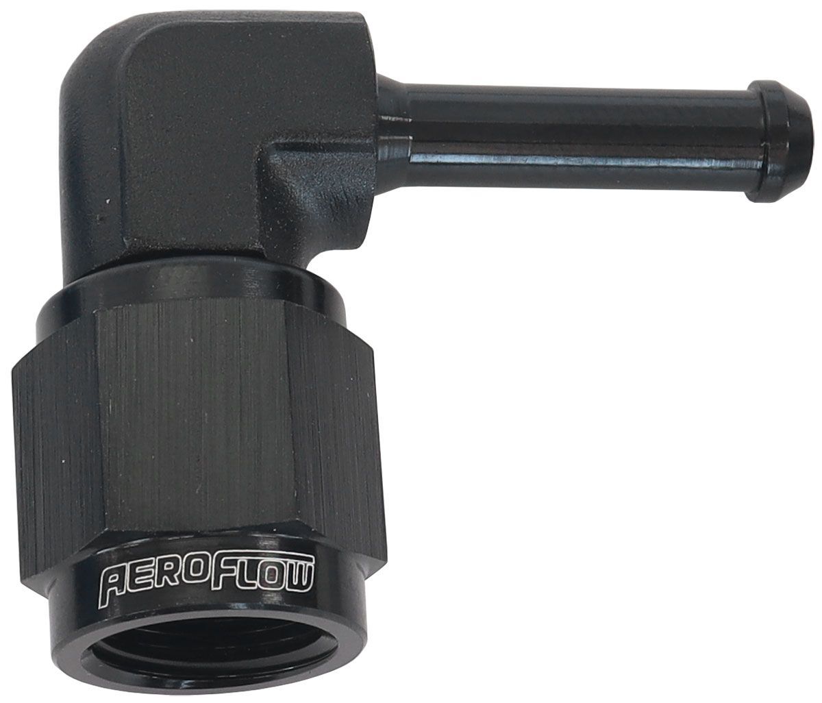 Aeroflow AF413-04BLK 90Â° Hose Barb 3/16" to -4AN Black Finish