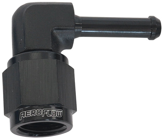 Aeroflow AF413-04BLK 90Â° Hose Barb 3/16" to -4AN Black Finish