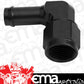 Aeroflow AF413-06BLK Female -6AN 90Deg to 3/8" Barb Black Swivel Nut