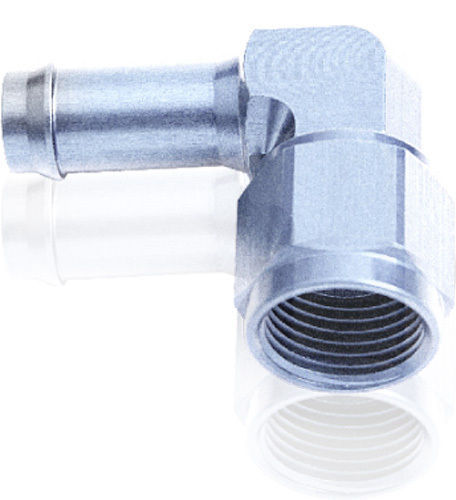 Aeroflow AF413-06S Female -6AN 90Deg to 3/8" Barb Silver Swivel Nut
