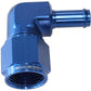 Aeroflow AF413-08-06 Female -8AN 90Deg to 3/8" Barb Blue Swivel Nut