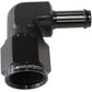 Aeroflow AF413-08-06BLK Female -8AN 90Deg to 3/8" Barb Black Swivel Nut