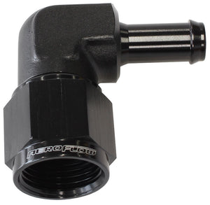 Aeroflow AF413-08-06BLK Female -8AN 90Deg to 3/8" Barb Black Swivel Nut