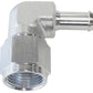 Aeroflow AF413-08-06S Female -8AN 90Deg to 3/8" Barb Silver Swivel Nut
