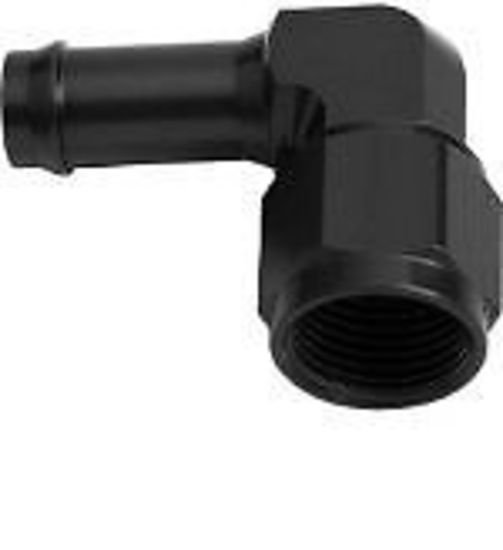 Aeroflow AF413-08BLK Female -8AN 90Deg to 1/2" Barb Black Swivel Nut