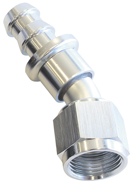 Aeroflow AF417-04S 30 Deg Push Lock End -4AN Silver No Clamp Required<15Psi