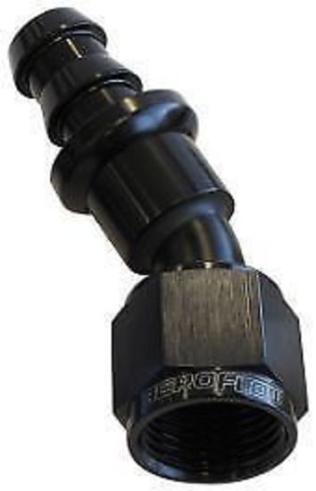 Aeroflow AF417-08BLK 30 Deg Push Lock End -8AN Black No Clamp Required <15Psi