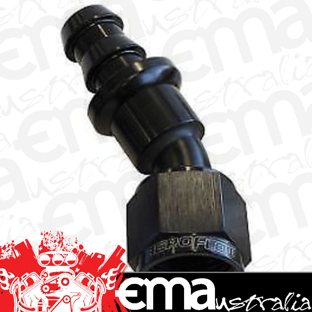 Aeroflow AF417-08BLK 30 Deg Push Lock End -8AN Black No Clamp Required <15Psi