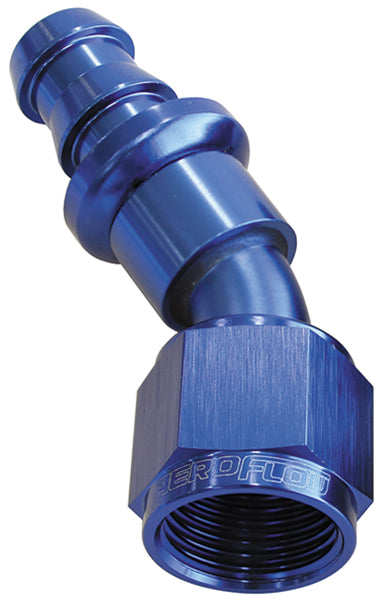 Aeroflow AF417-10 30 Deg Push Lock End -10AN Blue No Clamp Required <15Psi