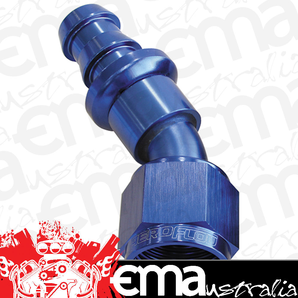 Aeroflow AF417-10 30 Deg Push Lock End -10AN Blue No Clamp Required <15Psi