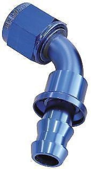Aeroflow AF418-08 60 Deg Push Lock End -8AN Blue No Clamp Required &lt;15Psi