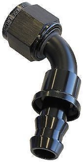 Aeroflow AF418-12BLK 60 Deg Push Lock End -12AN Black No Clamp Required <15Psi