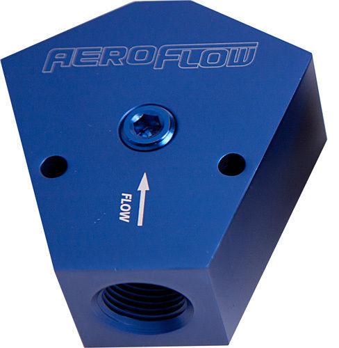 Aeroflow Performance Products AF451-08 Fuel Block 3/8 - 3/8 In - Out Blue 1/8" NPT Port