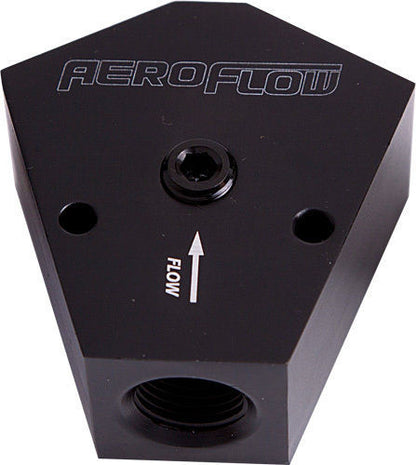Aeroflow AF451-10BLK Fuel Block 1/2 - 1/2 In - Out Black 1/8" NPT Port