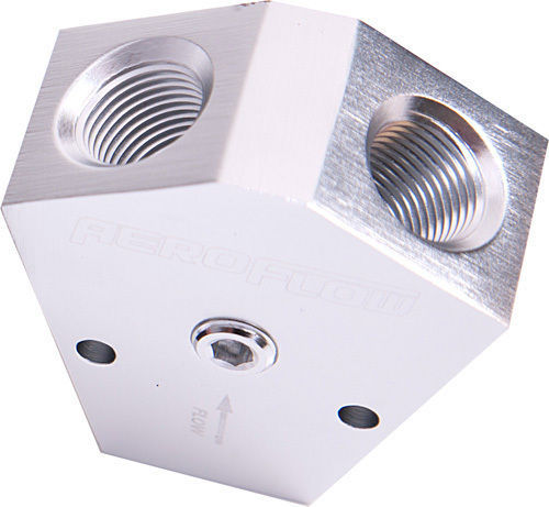 Aeroflow AF451-10S Fuel Block 1/2 - 1/2 In - Out Silver 1/8" NPT Port