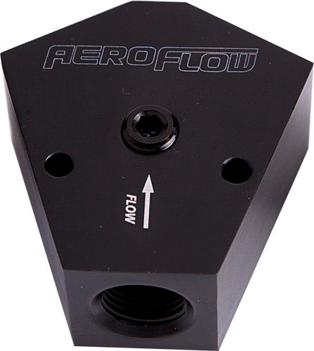 Aeroflow AF451-12BLK Fuel Block 3/4"- 3/4" In - Outblack 1/8" NPT Port & Mount