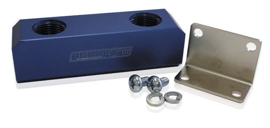 Aeroflow AF452-08 Fuel Block Log Type -8ORB Blue 2 x-8 Side 2x -8 Top