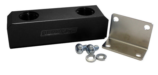 Aeroflow AF452-10BLK Fuel Block Log Type -10ORB Black 2 x-10 Side 2x -10 Top
