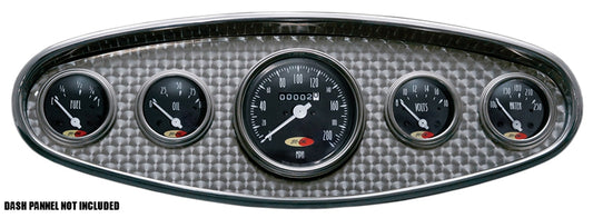 So-Cal Speed Shop SO001-62663 5 Gauge Set w/ Logo Black Face Chrome Bezel Electric Speed Oil Water Fuel & Volt Gauge