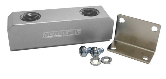 Aeroflow Performance Products AF452-10S Fuel Block Log Type -10ORB Silver 2 x-10 Side 2x -10 Top