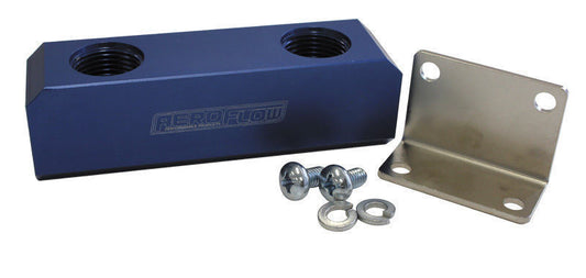 Aeroflow AF452-12 Fuel Block Log Type -12ORB Blue 2 x-12 Side 2x -12 Top